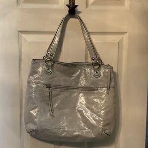 Coach Metallic Silver Tote Bag
